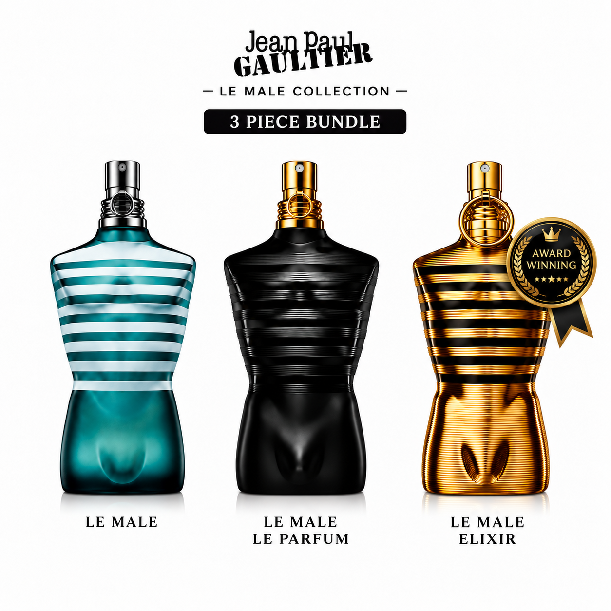Jean Paul Gaultier Le Male Collection – 3-Piece Fragrance Bundle | 125ML Each