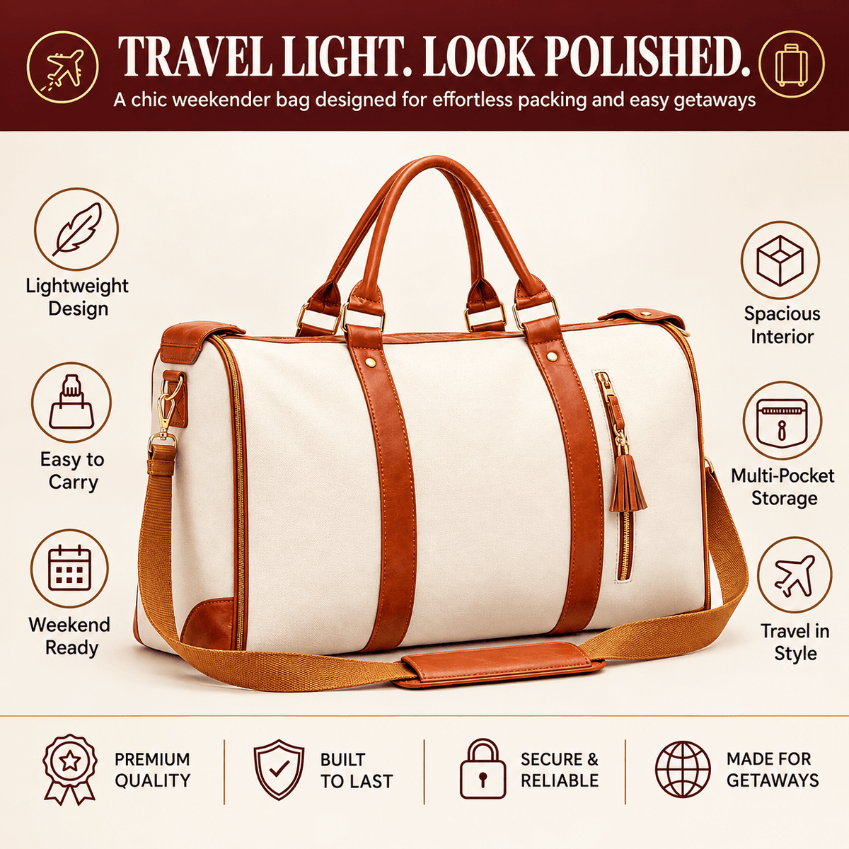 Large Capacity Foldable Travel Duffle Bag